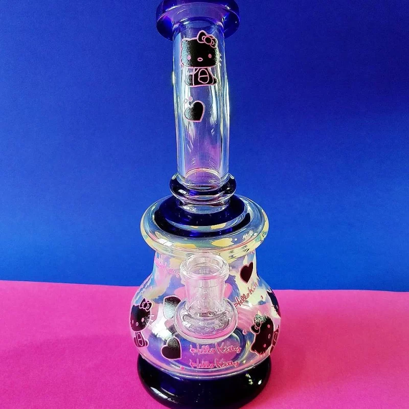 8.5" Pink & Black Hello Kitty Bent Neck Mini Glass Bong