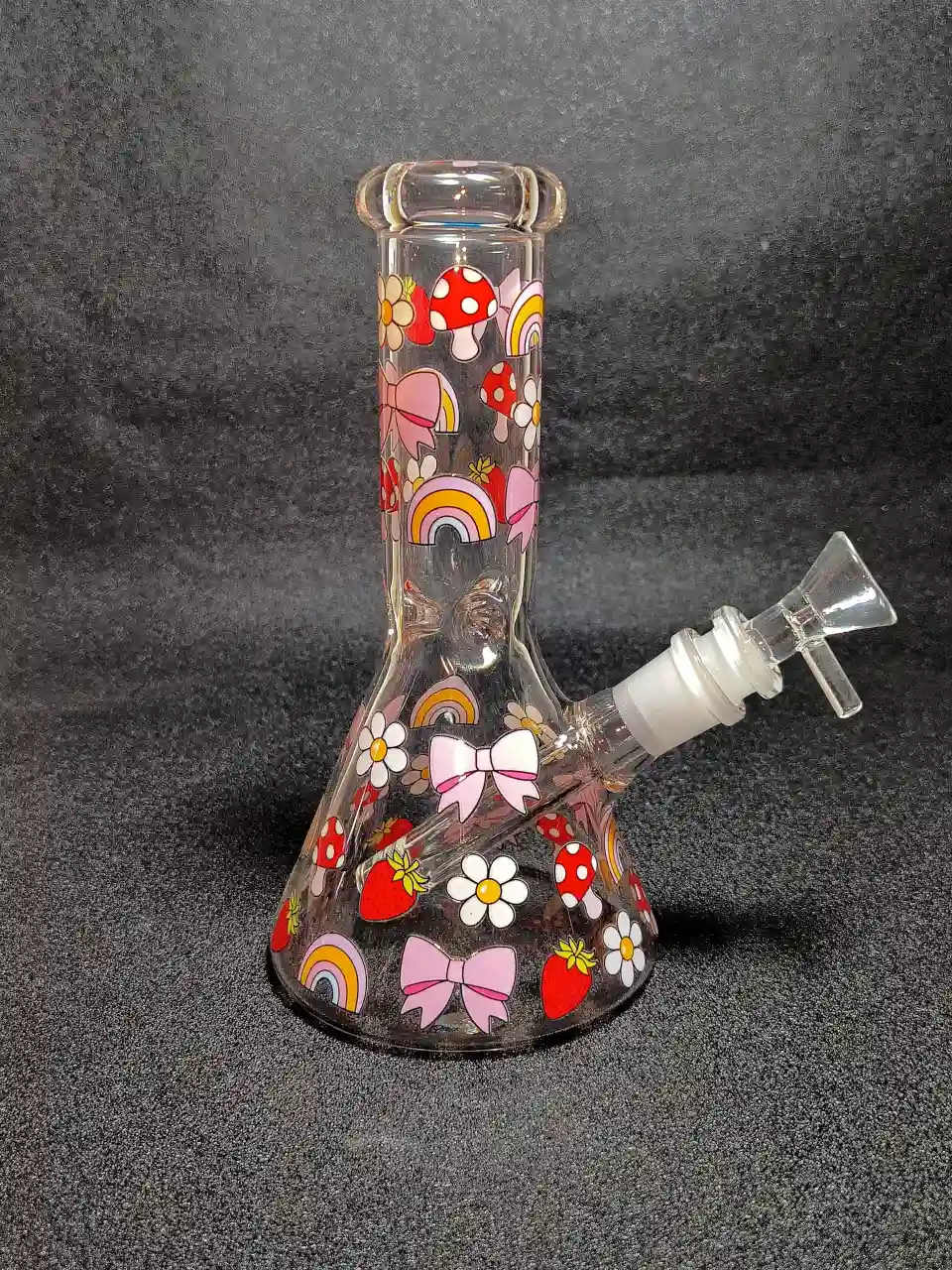 Y2K Pink Bow Rainbow Mushroom Strawberry Retro Daisy Beaker Glass Bong