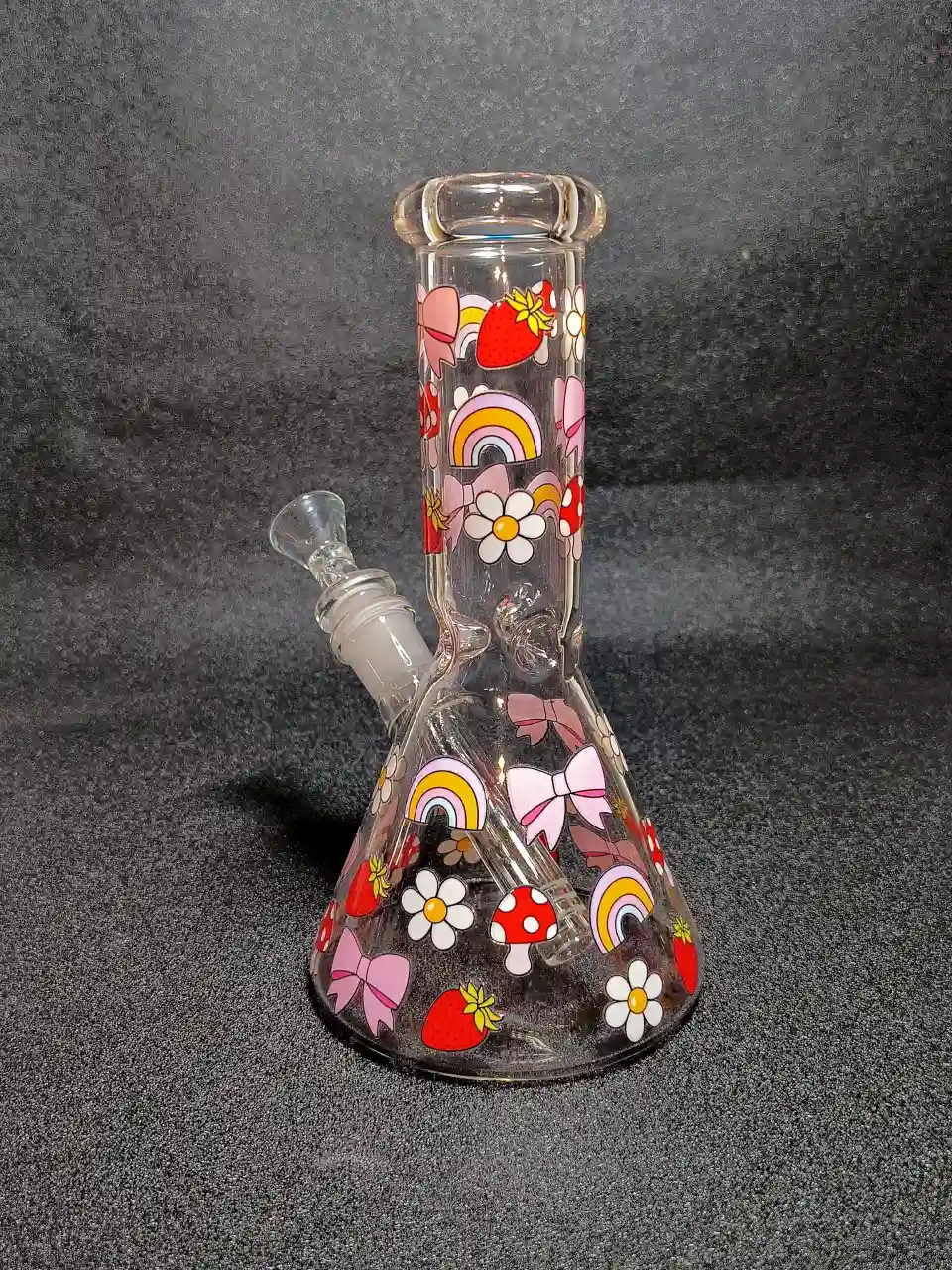 Y2K Pink Bow Rainbow Mushroom Strawberry Retro Daisy Beaker Glass Bong