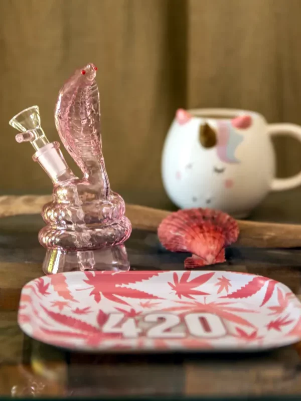 6.5" Pink Cobra Snake Glass Bong
