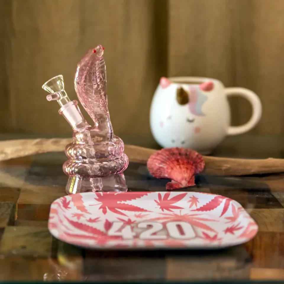 6.5" Pink Cobra Snake Glass Bong