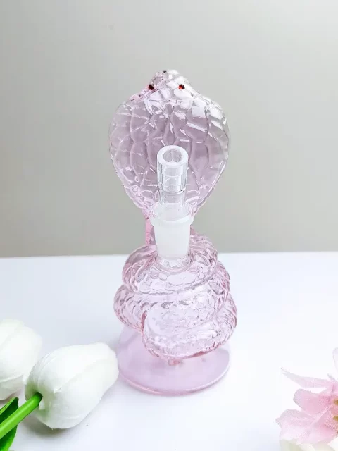 6.5" Pink Cobra Snake Glass Bong