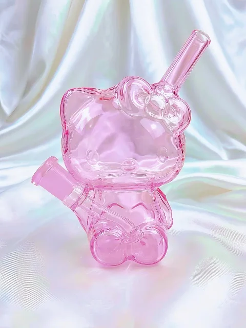 Pink Dream Kitty 3D Bubbler 🎀 Full Body Glass Design