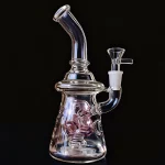 8" Pink Glass Bong with Disc & Swiss Perc