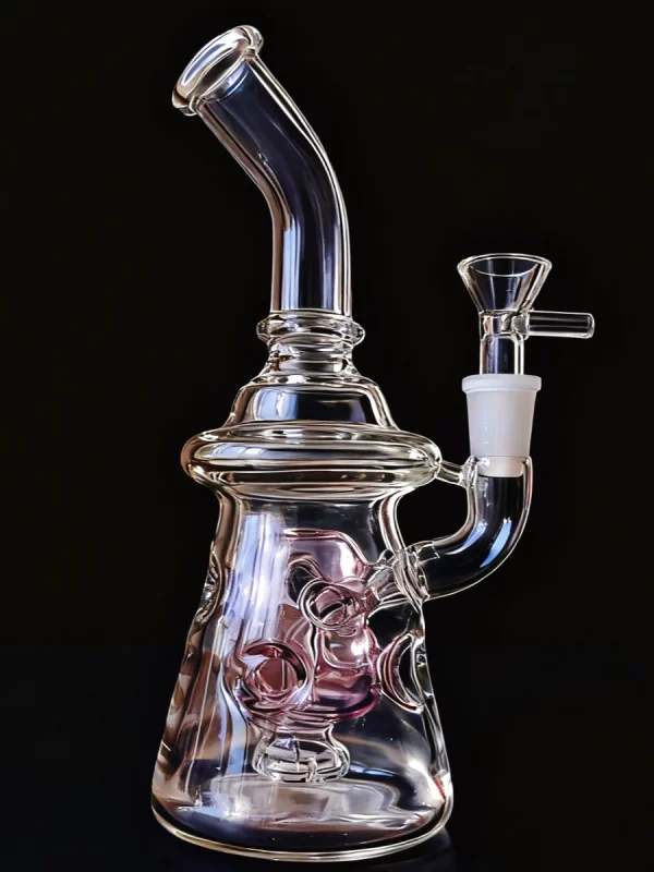 8" Pink Glass Bong with Disc & Swiss Perc