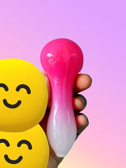 4.3" Pink Glow-in-the-Dark 3D Bees Spoon Pipe