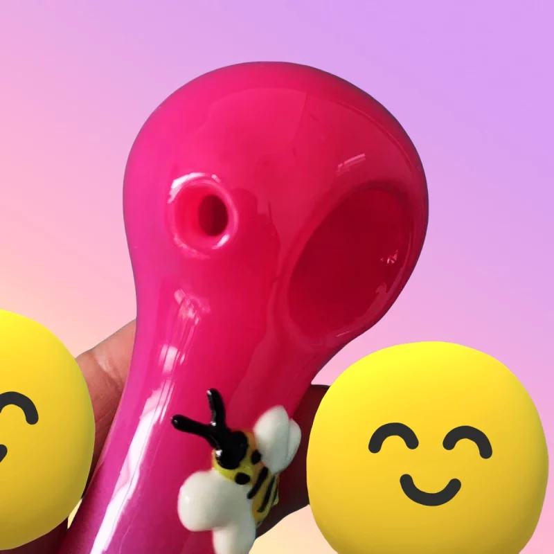 4.3" Pink Glow-in-the-Dark 3D Bees Spoon Pipe