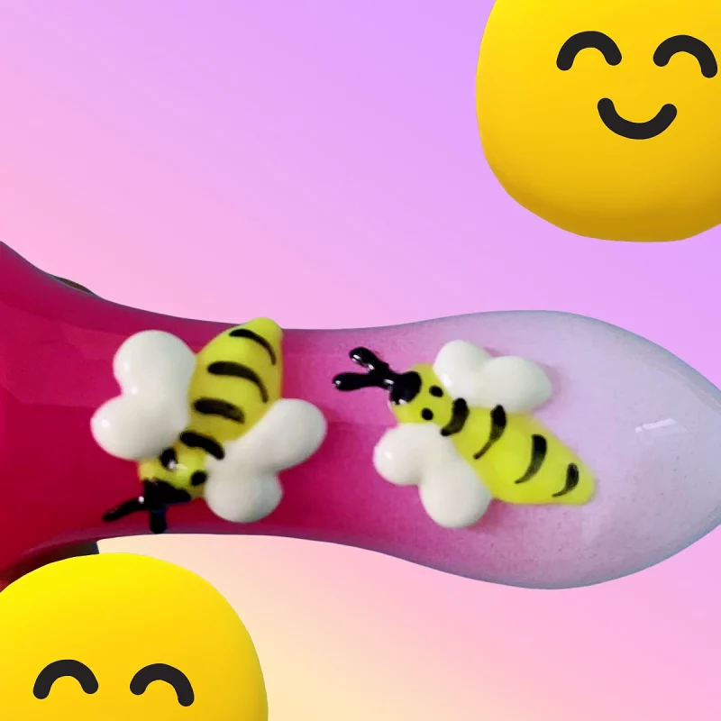 4.3" Pink Glow-in-the-Dark 3D Bees Spoon Pipe