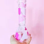 8" Pink Hearts Beaker Mini Glass Bong