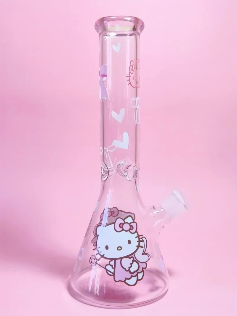 10" Pink Cute Fairy Hello Kitty Glass Beaker Bong