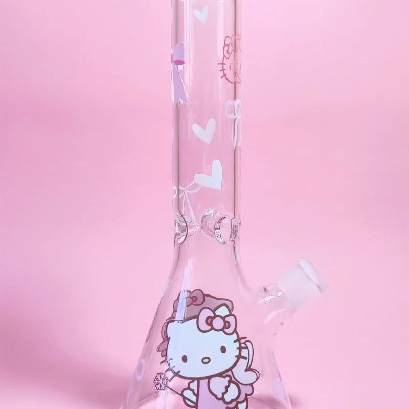 10" Pink Cute Fairy Hello Kitty Glass Beaker Bong