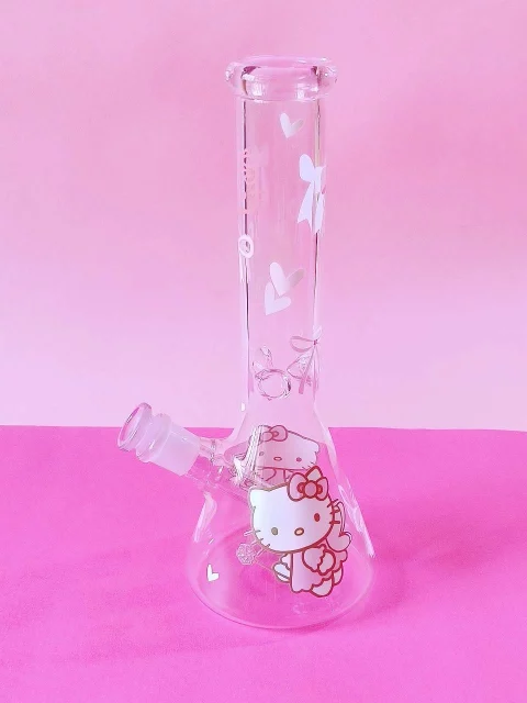 10" Pink Cute Fairy Hello Kitty Glass Beaker Bong