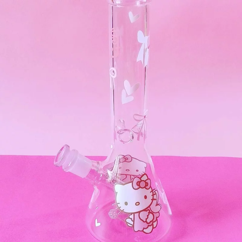 10" Pink Cute Fairy Hello Kitty Glass Beaker Bong