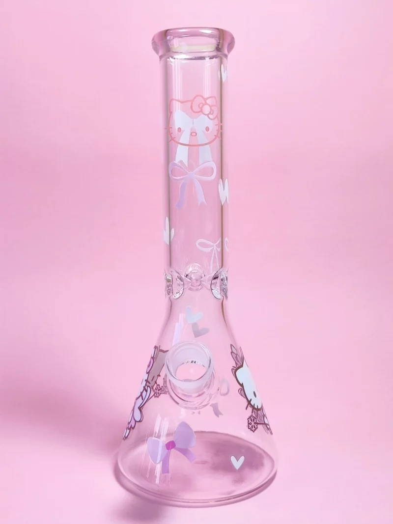 10" Pink Cute Fairy Hello Kitty Glass Beaker Bong