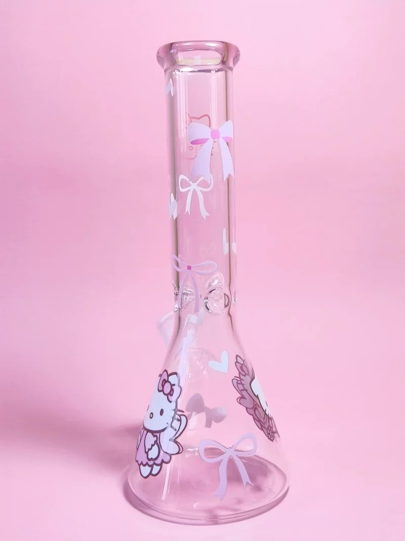 10" Pink Cute Fairy Hello Kitty Glass Beaker Bong