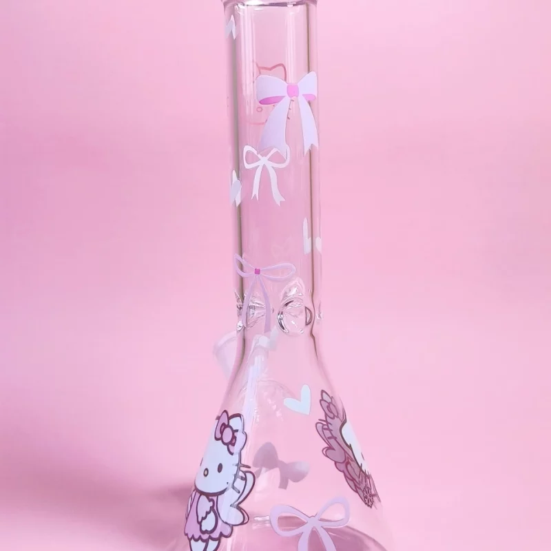 10" Pink Cute Fairy Hello Kitty Glass Beaker Bong