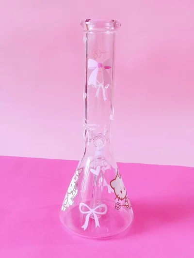 10" Pink Cute Fairy Hello Kitty Glass Beaker Bong