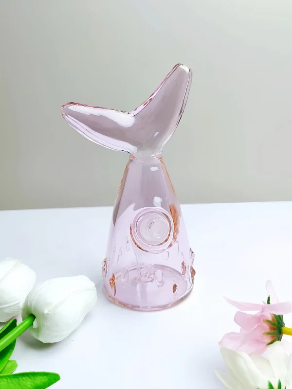 6.7" Pink Mermaid Tail Mini Bubbler Bong