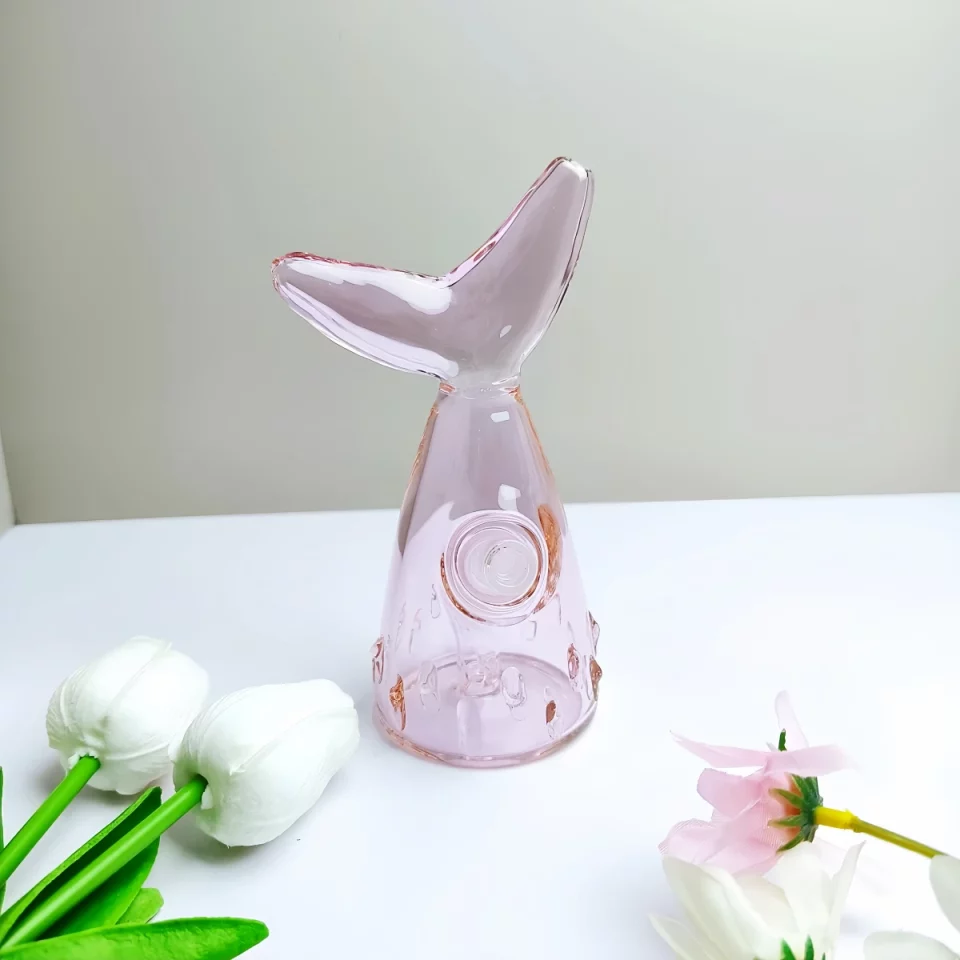 6.7" Pink Mermaid Tail Mini Bubbler Bong