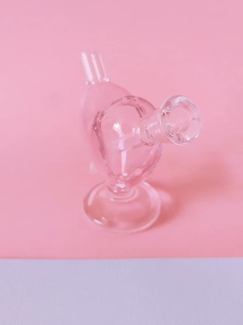 Pink Mini Heart Shaped Glass Bubbler Bong