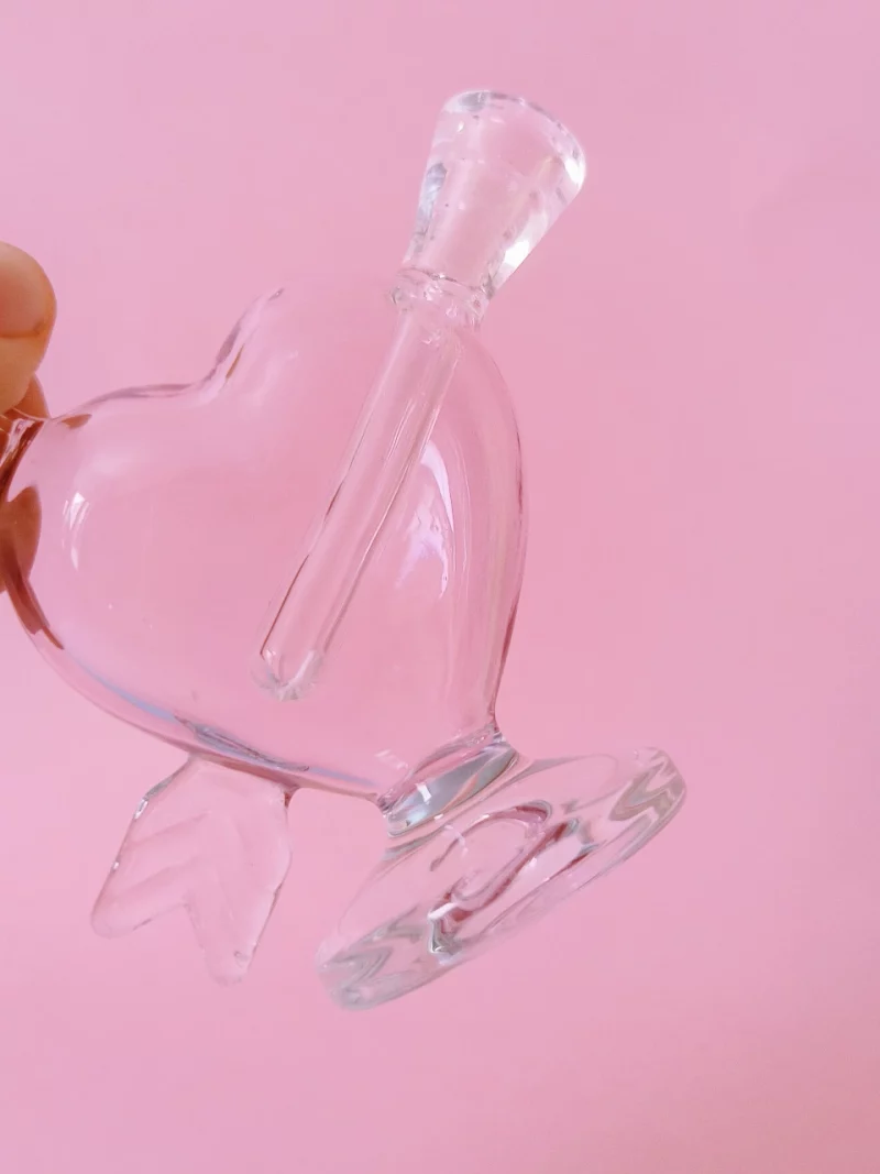 Pink Mini Heart Shaped Glass Bubbler Bong