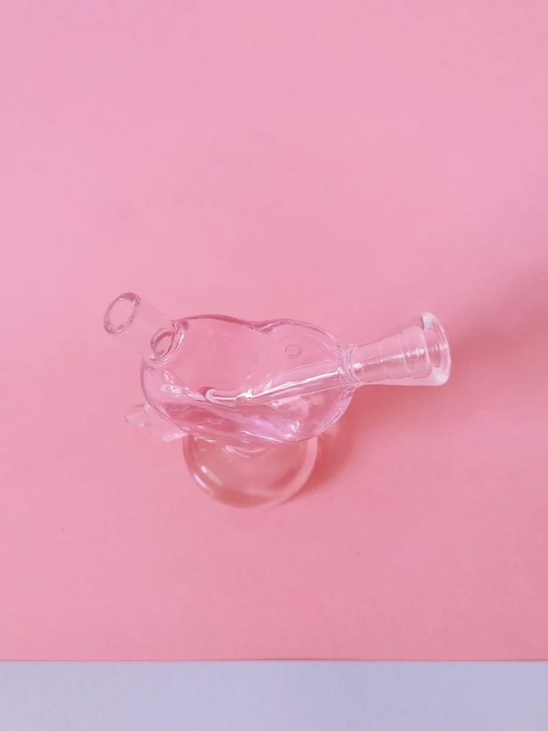 Pink Mini Heart Shaped Glass Bubbler Bong