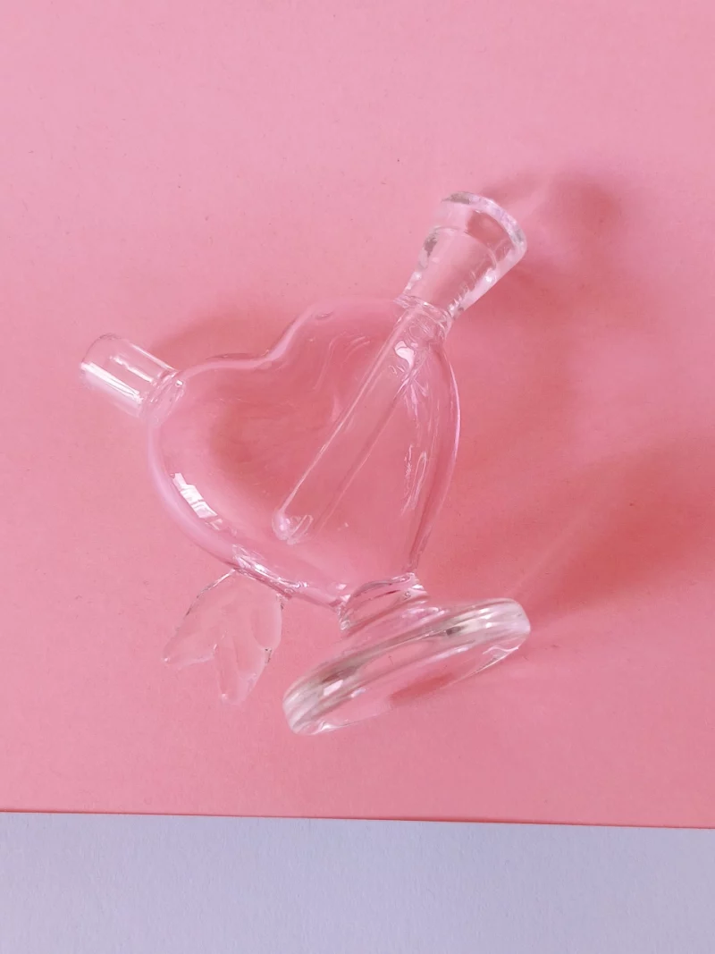 Pink Mini Heart Shaped Glass Bubbler Bong