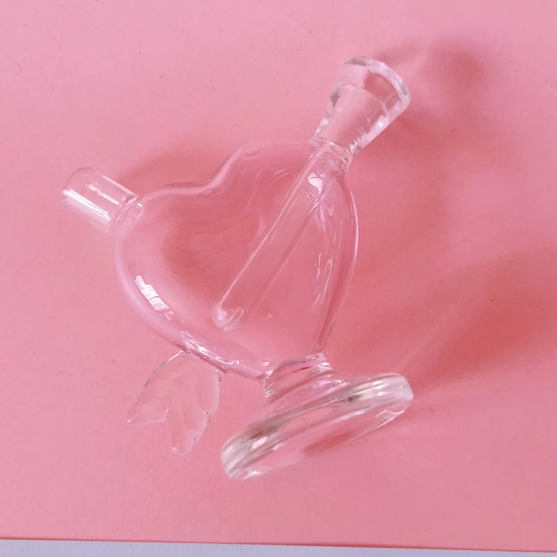 Pink Mini Heart Shaped Glass Bubbler Bong
