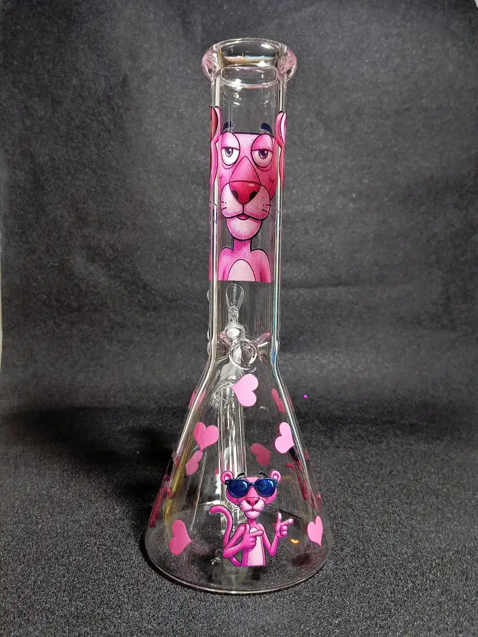Pink Panther Classic Lazy Heart Beaker Glass Bong