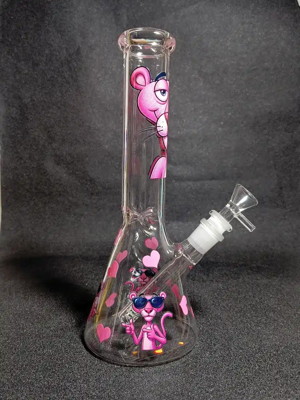 Pink Panther Classic Lazy Heart Beaker Glass Bong
