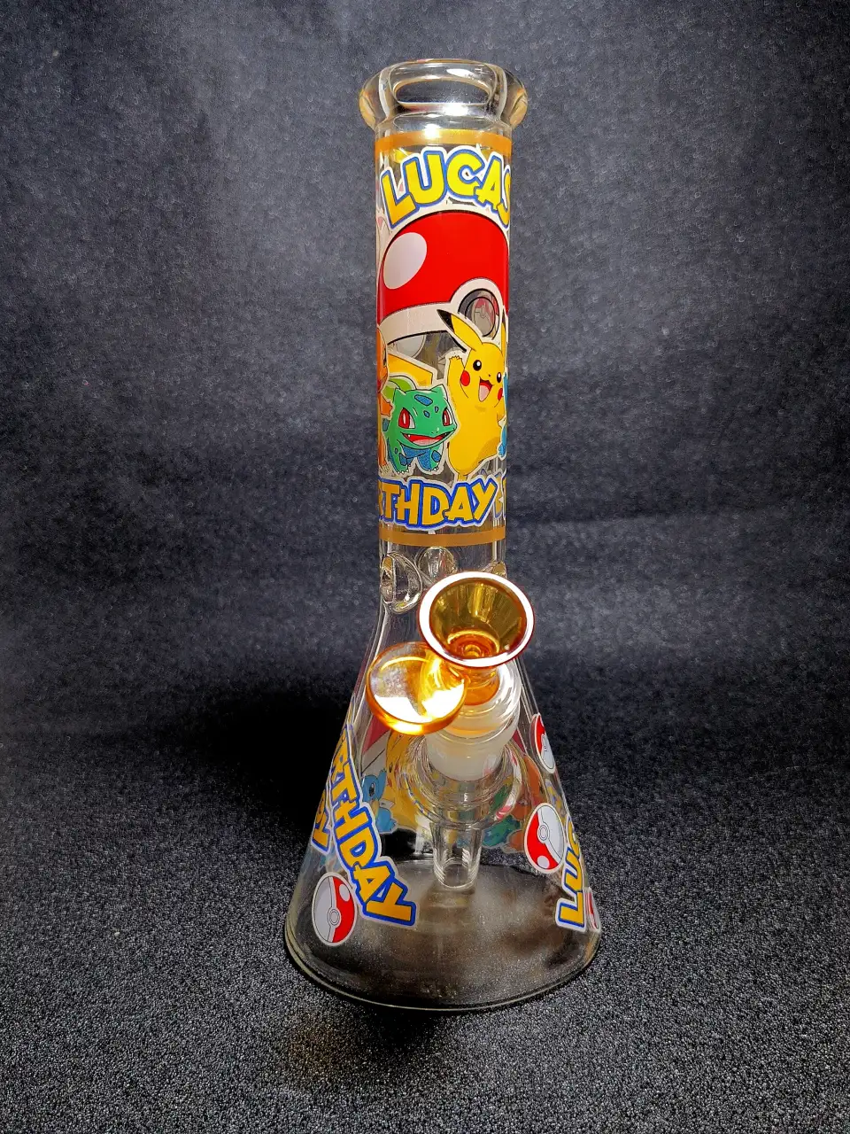 Pokémon Birthday Boy Luca Pikachu Poké Ball Beaker Glass Bong