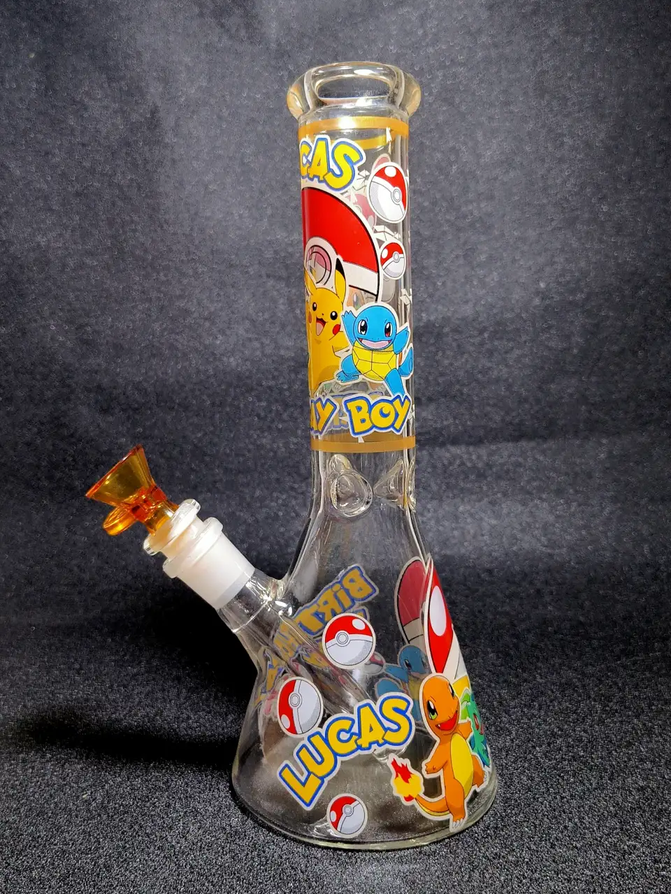 Pokémon Birthday Boy Luca Pikachu Poké Ball Beaker Glass Bong