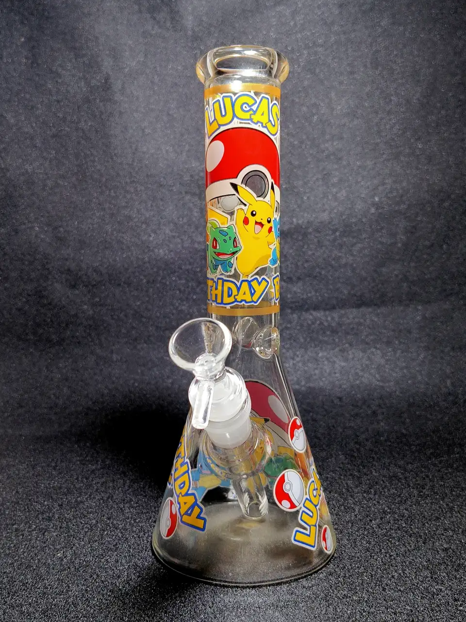 Pokémon Birthday Boy Luca Pikachu Poké Ball Beaker Glass Bong