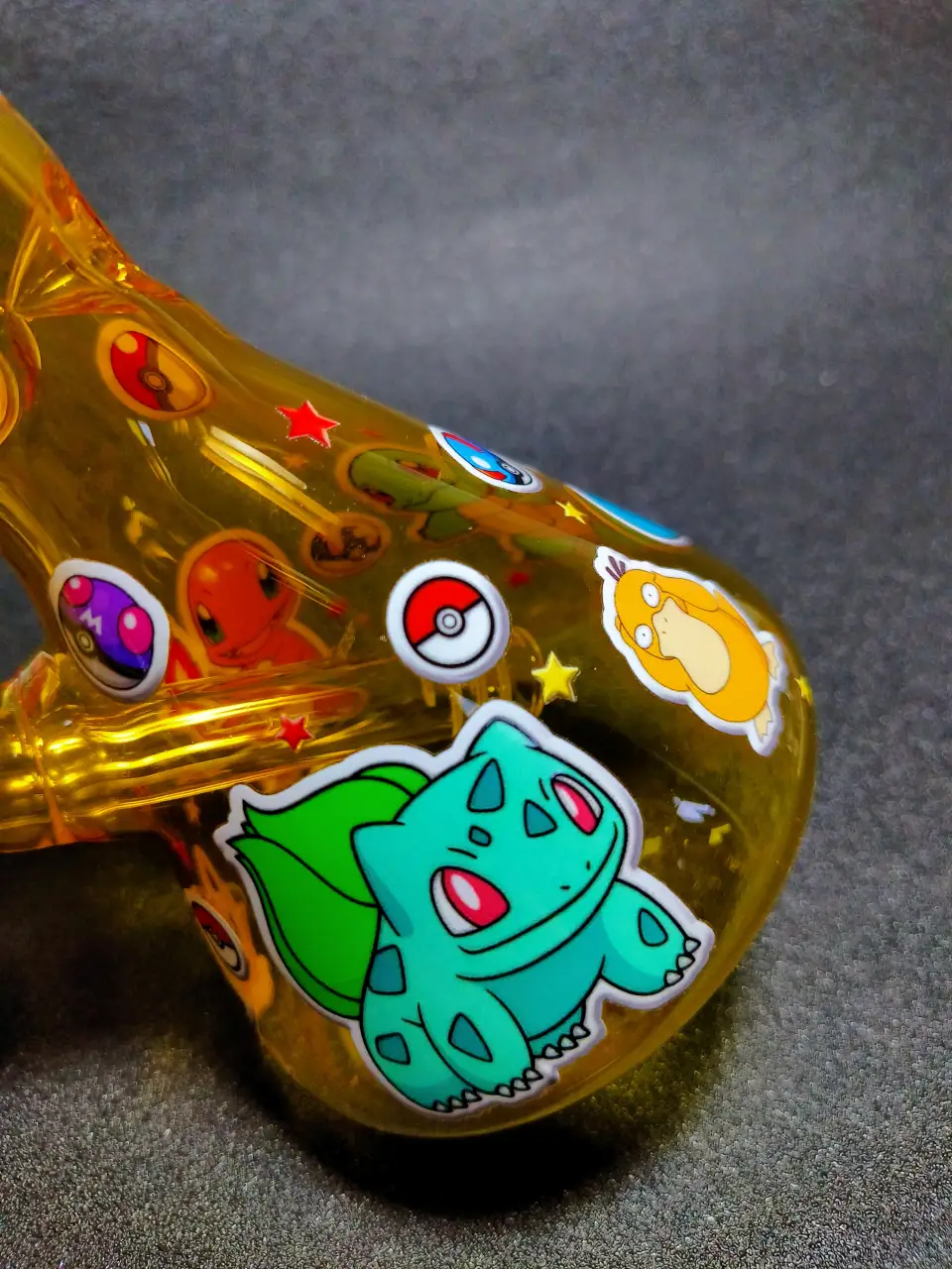 Pokémon Classic Character Lineup Amber Glass Beaker Bong