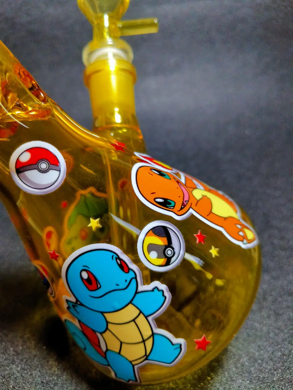 Pokémon Classic Character Lineup Amber Glass Beaker Bong