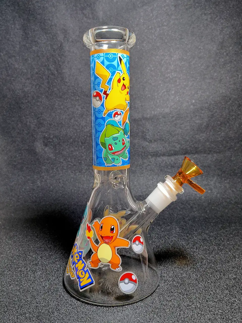 10" Pokémon Pikachu Charmander Squirtle Bulbasaur Poké Ball Beaker Glass Bong