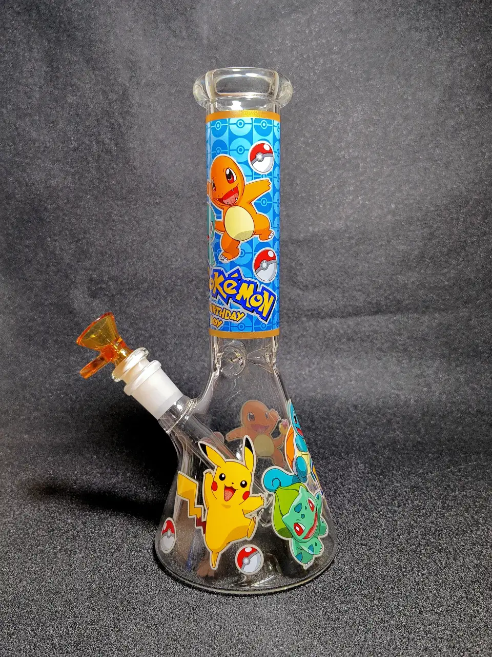 10" Pokémon Pikachu Charmander Squirtle Bulbasaur Poké Ball Beaker Glass Bong