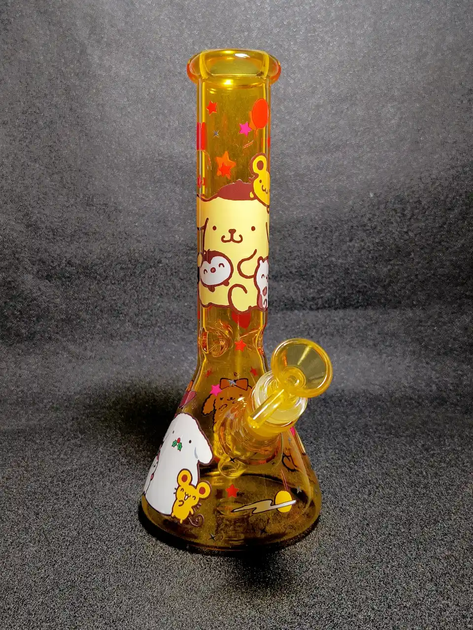 10" Pompompurin Sanrio Amber Yellow Muffin Balloon Beaker Glass Bong