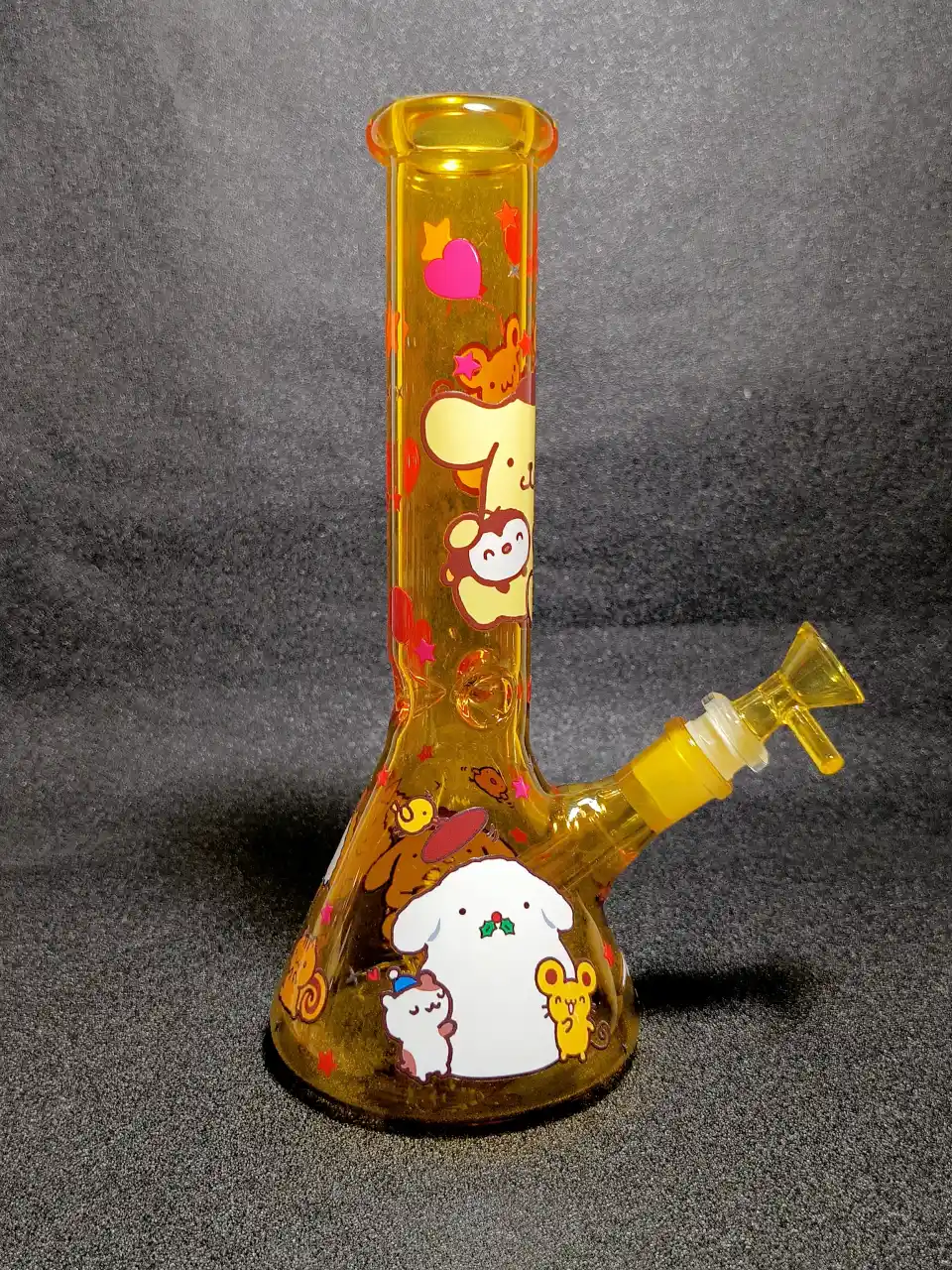 10" Pompompurin Sanrio Amber Yellow Muffin Balloon Beaker Glass Bong