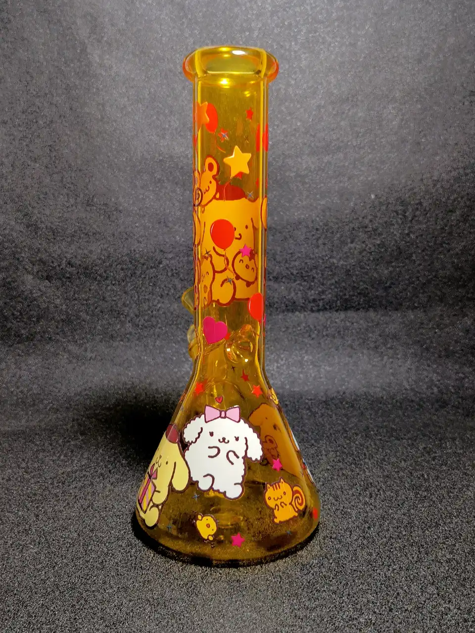 10" Pompompurin Sanrio Amber Yellow Muffin Balloon Beaker Glass Bong