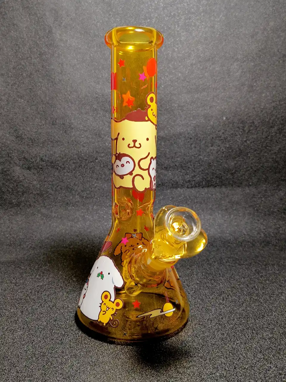 10" Pompompurin Sanrio Amber Yellow Muffin Balloon Beaker Glass Bong