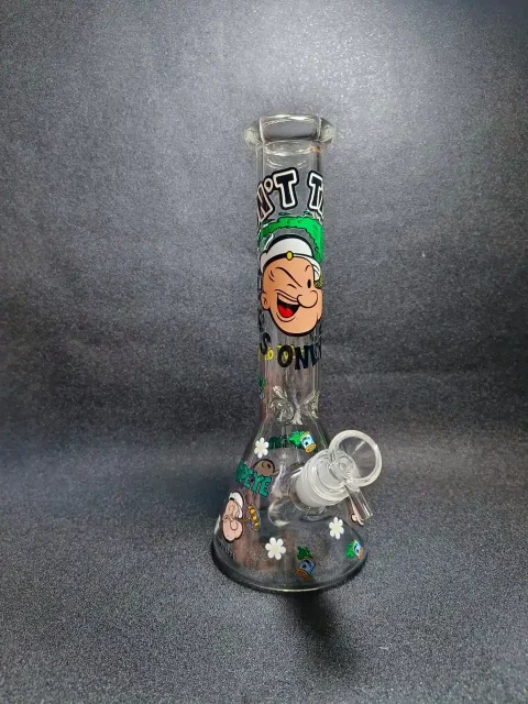10" Popeye Spinach Power Beaker Glass Bong