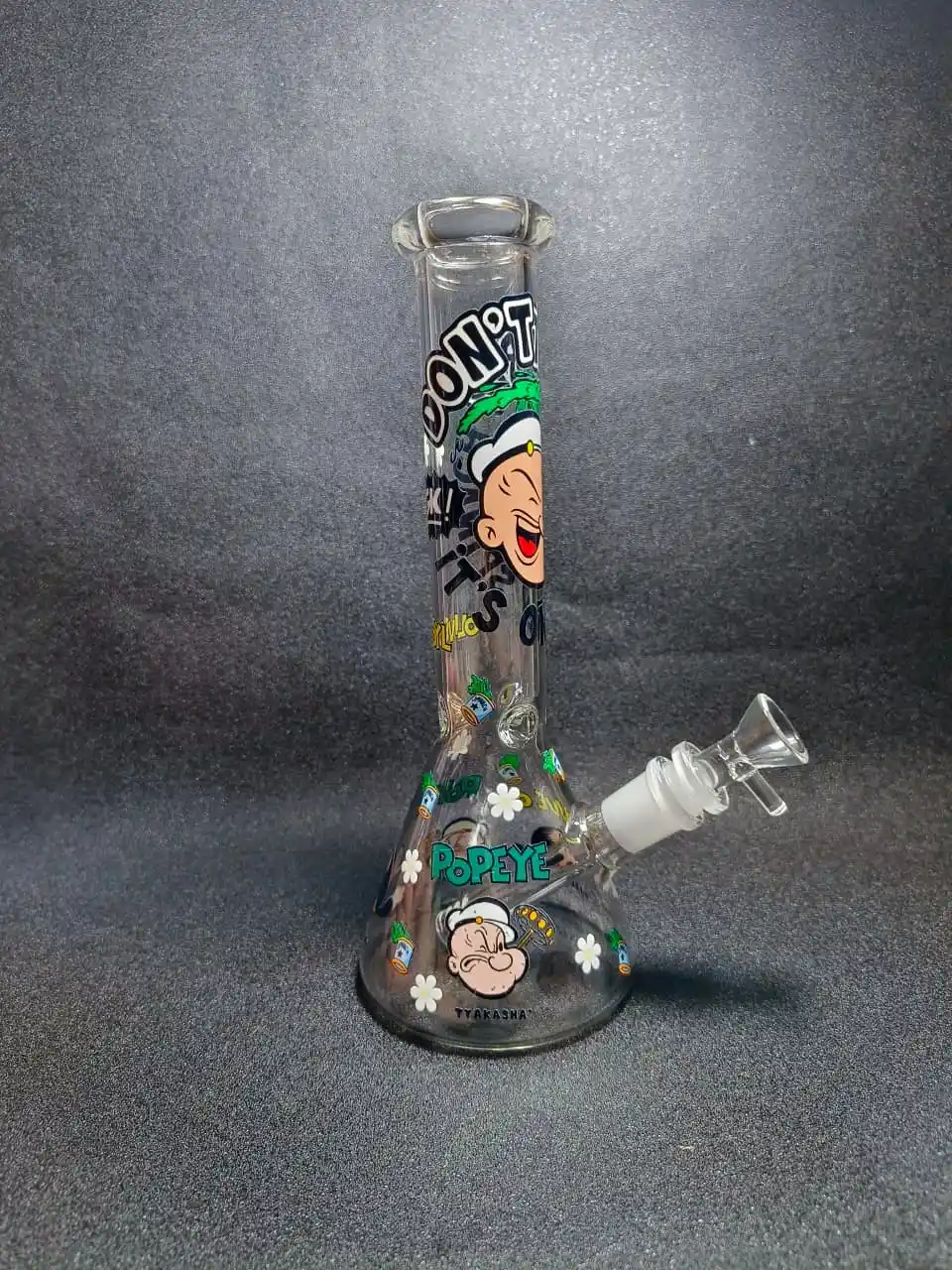 10" Popeye Spinach Power Beaker Glass Bong