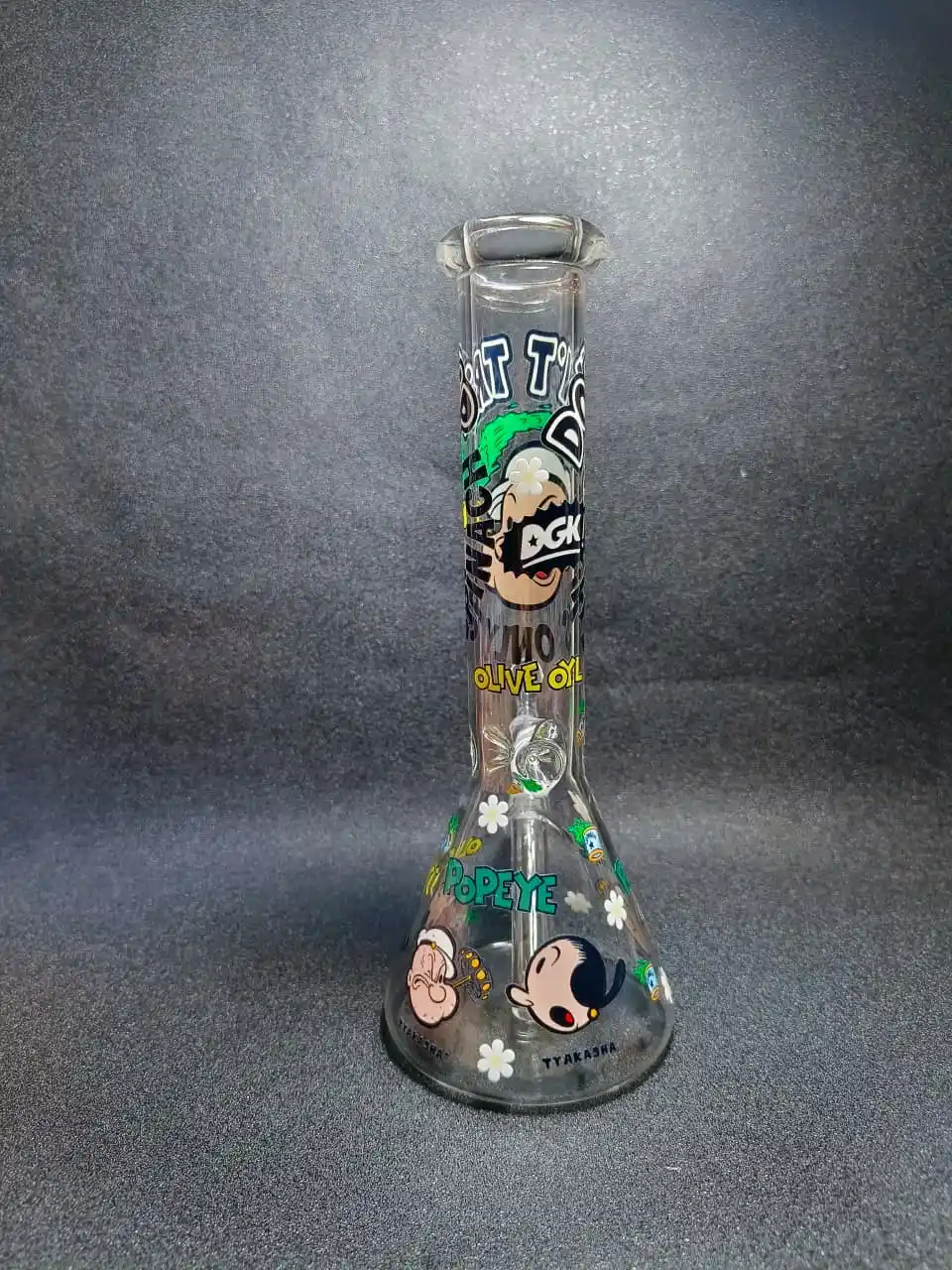 10" Popeye Spinach Power Beaker Glass Bong