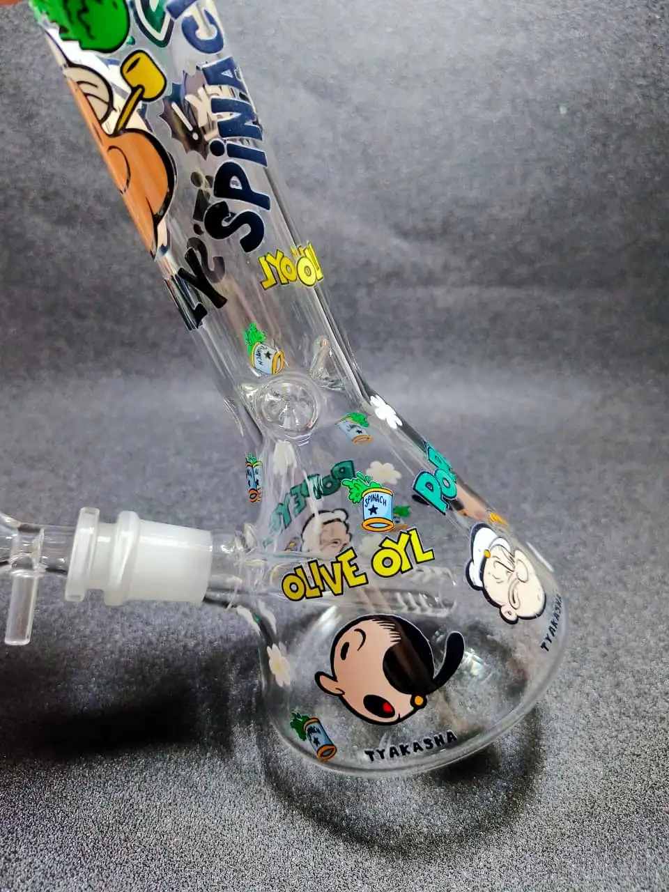 10" Popeye Spinach Power Beaker Glass Bong