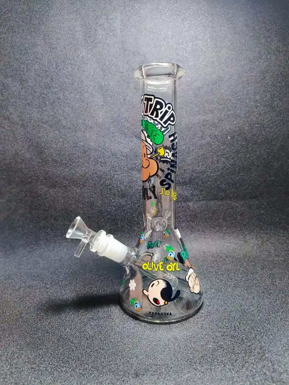 10" Popeye Spinach Power Beaker Glass Bong