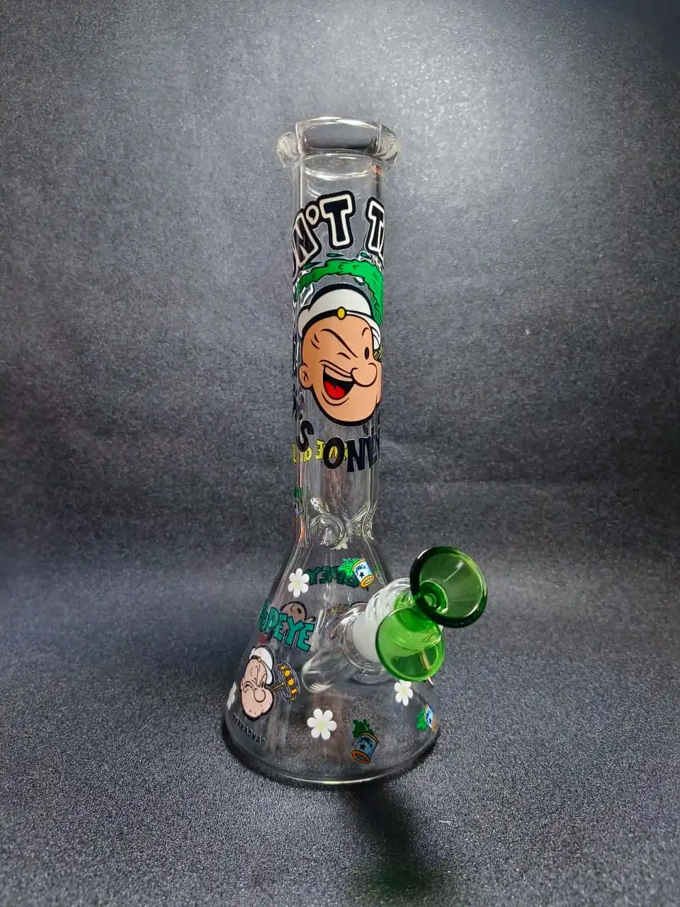 10" Popeye Spinach Power Beaker Glass Bong