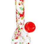 8" Poppy Botanical Vintage Garden Beaker Glass Bong