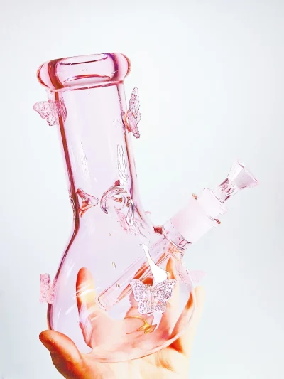 8" Pretty Pink Butterfly Beaker Glass Bong – Fairy Vibes Only