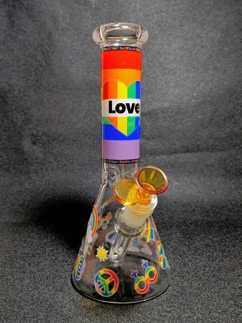 Pride Rainbow Love Peace Symbol Beaker Glass Bong